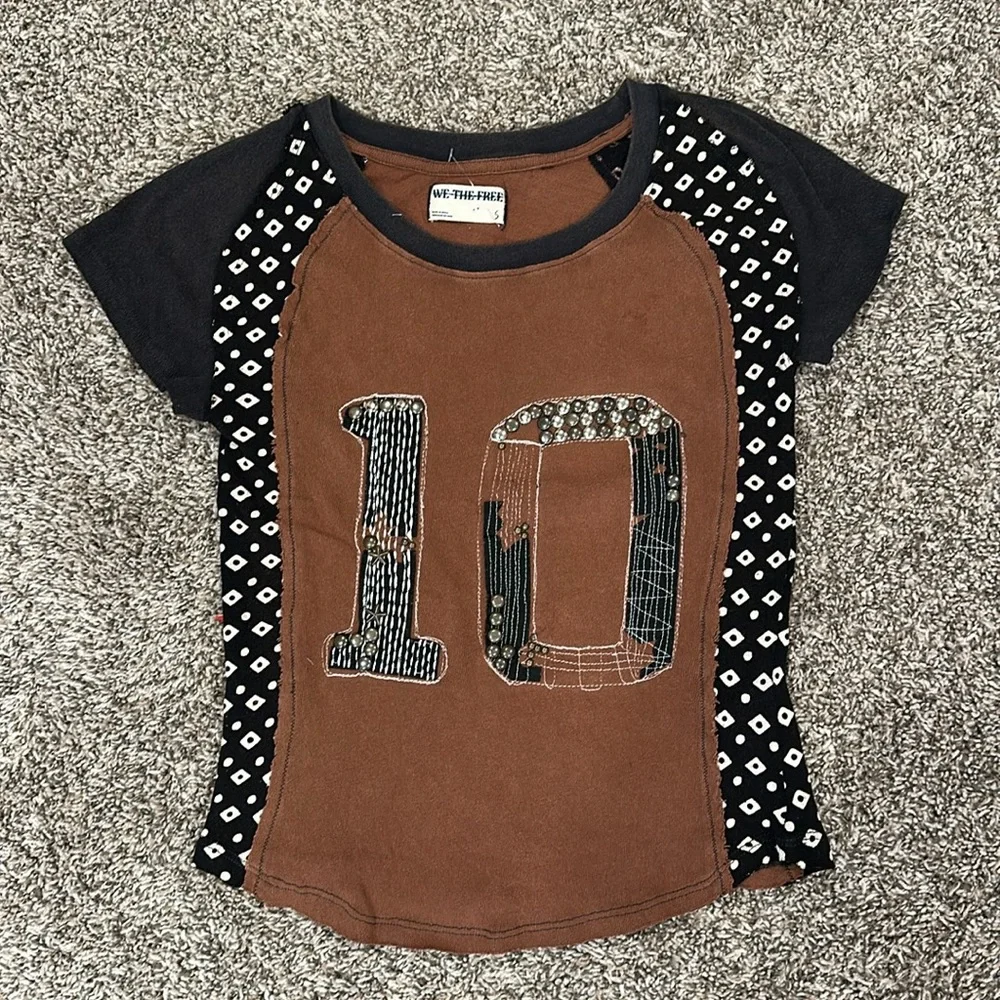 Free People We the Free Sloane Embellished Graphic Tee in Black Combo - Picture 5 of 7